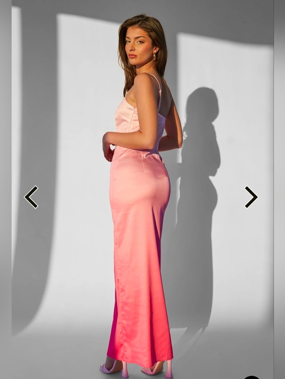 Kaiia Satin One Shoulder Maxi Dress Pink Ombre Size 6